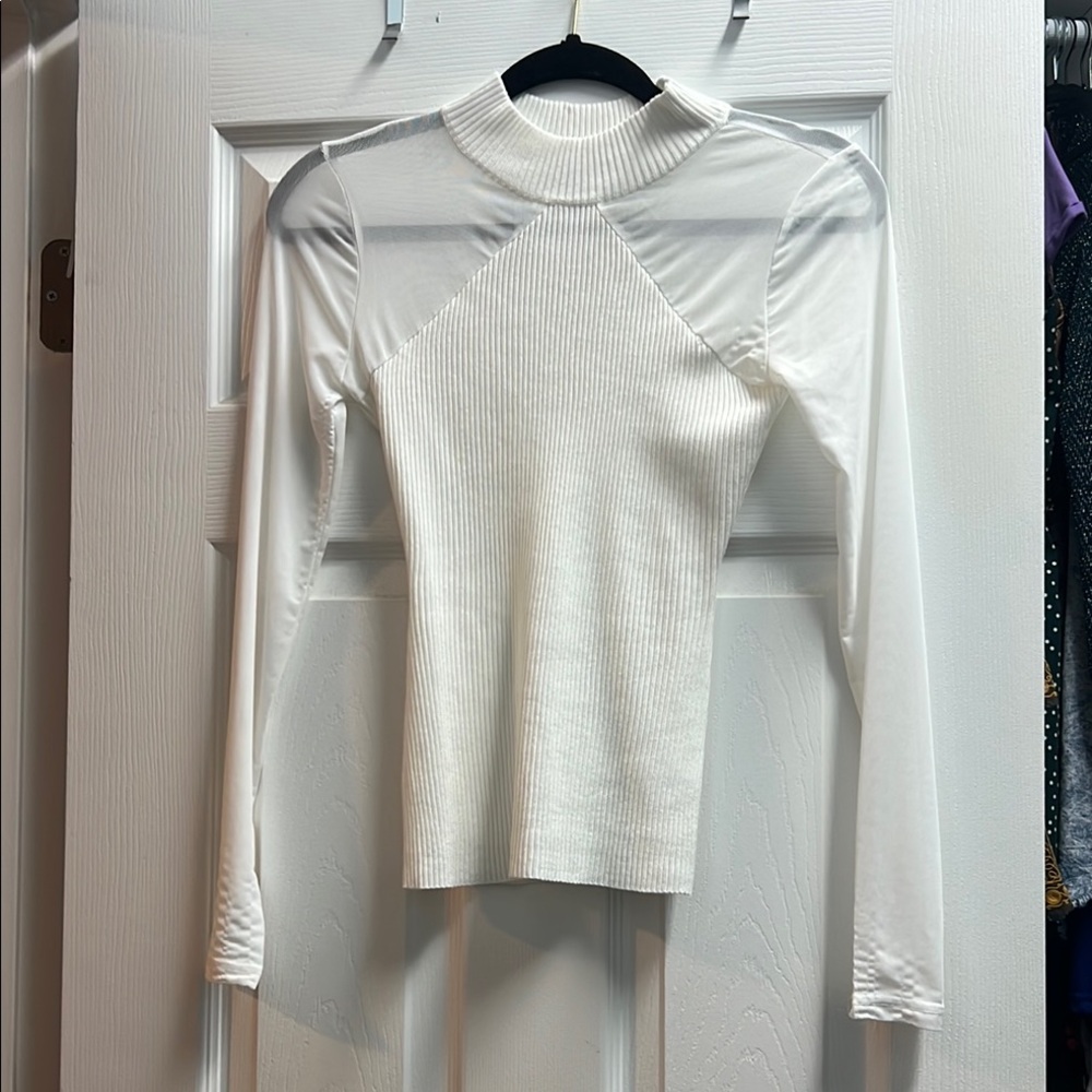Fashion Nova- Elegant White Long Sleeve Top
